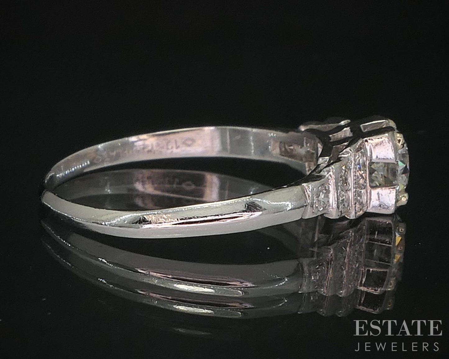 Antique Art Deco Platinum OEC Natural .44ct Diamond Engagement Ring 2.5g i20032