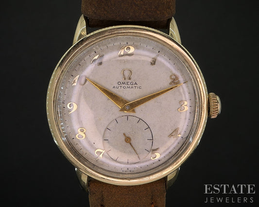 Vintage 1950 14k Yellow Gold Omega Bumper Automatic Cal. 342 Mens Watch i20041