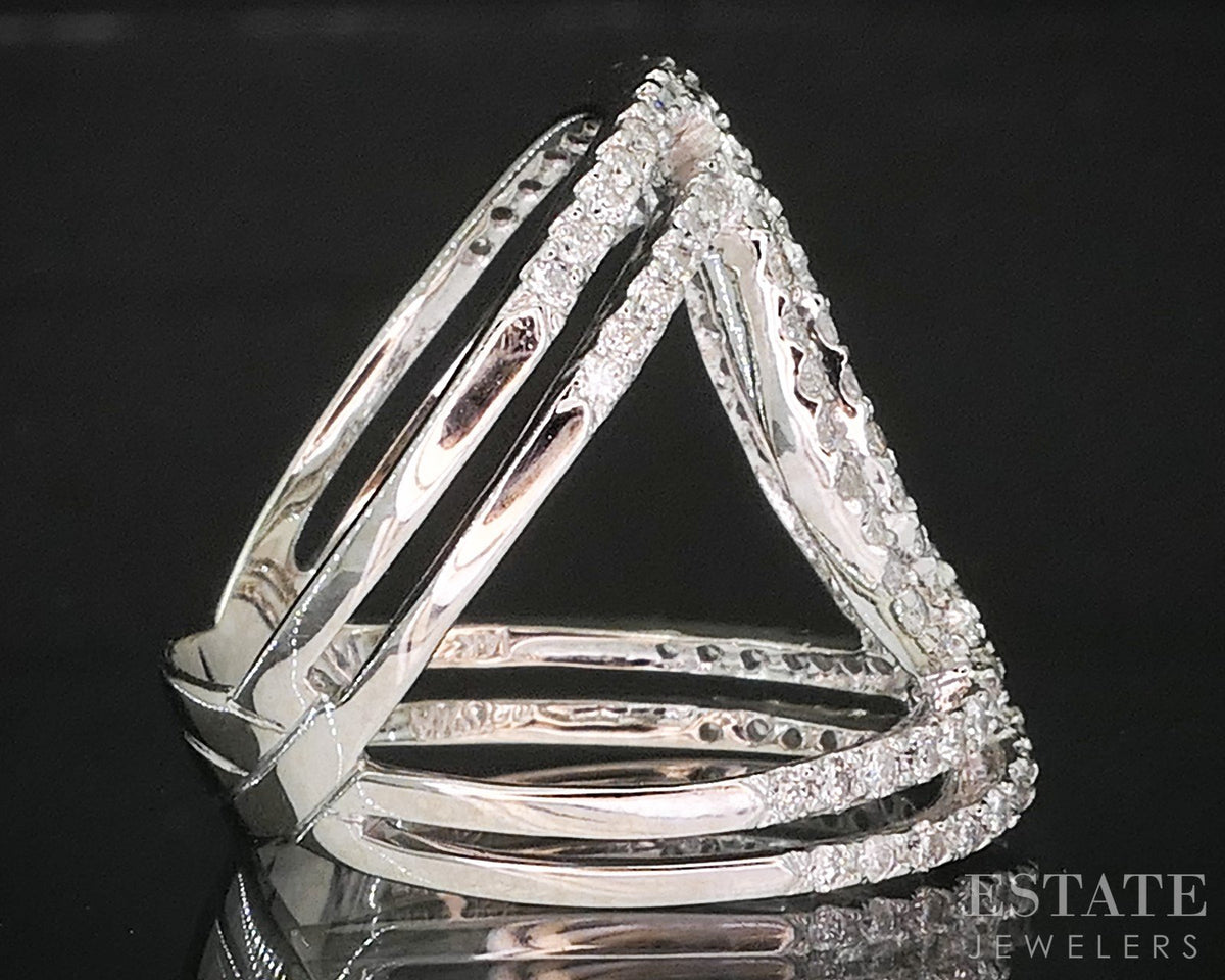 14k White Gold Natural 1ctw Diamond Interlocking Circle Band Ring 6.6g i20050