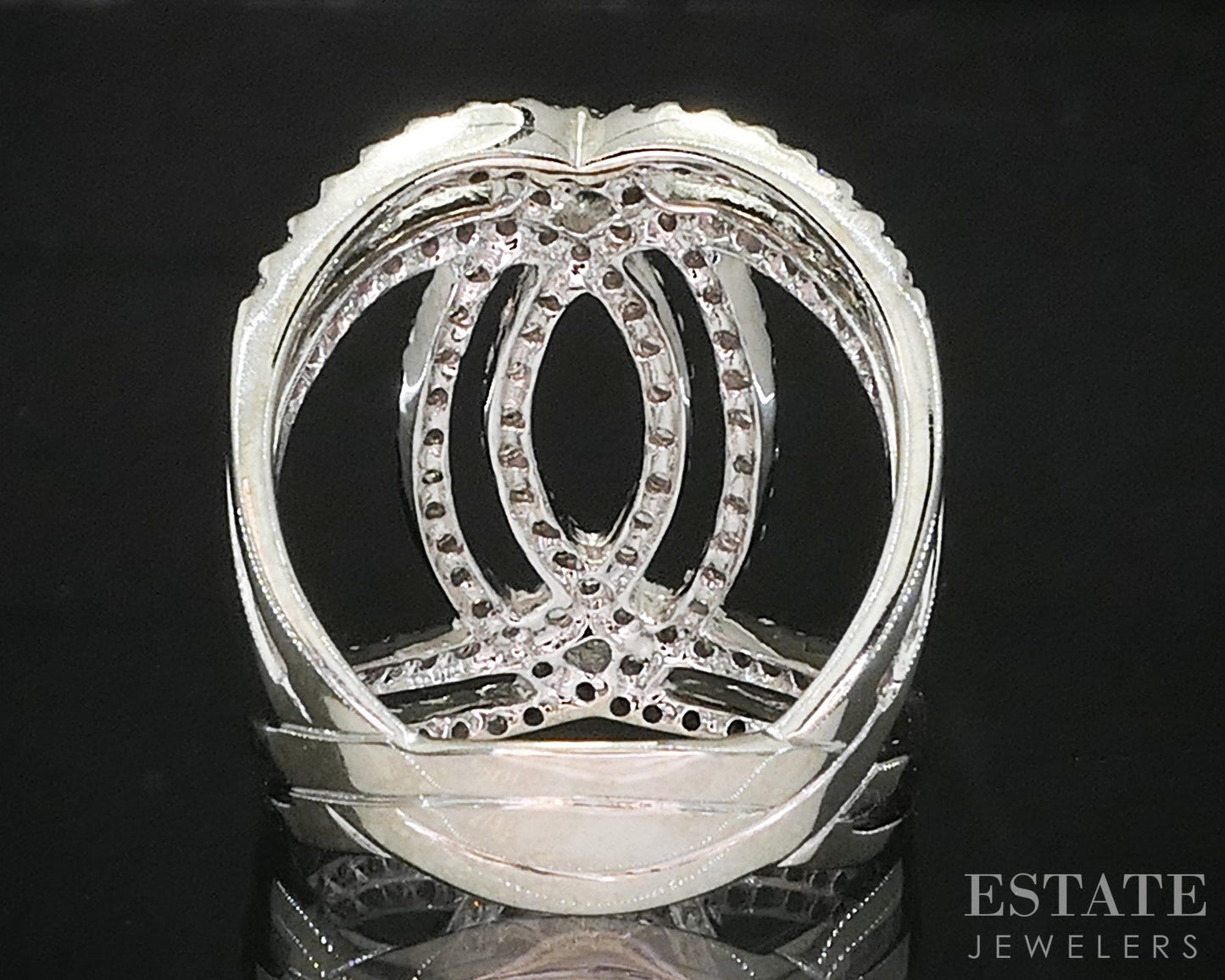 14k White Gold Natural 1ctw Diamond Interlocking Circle Band Ring 6.6g i20050