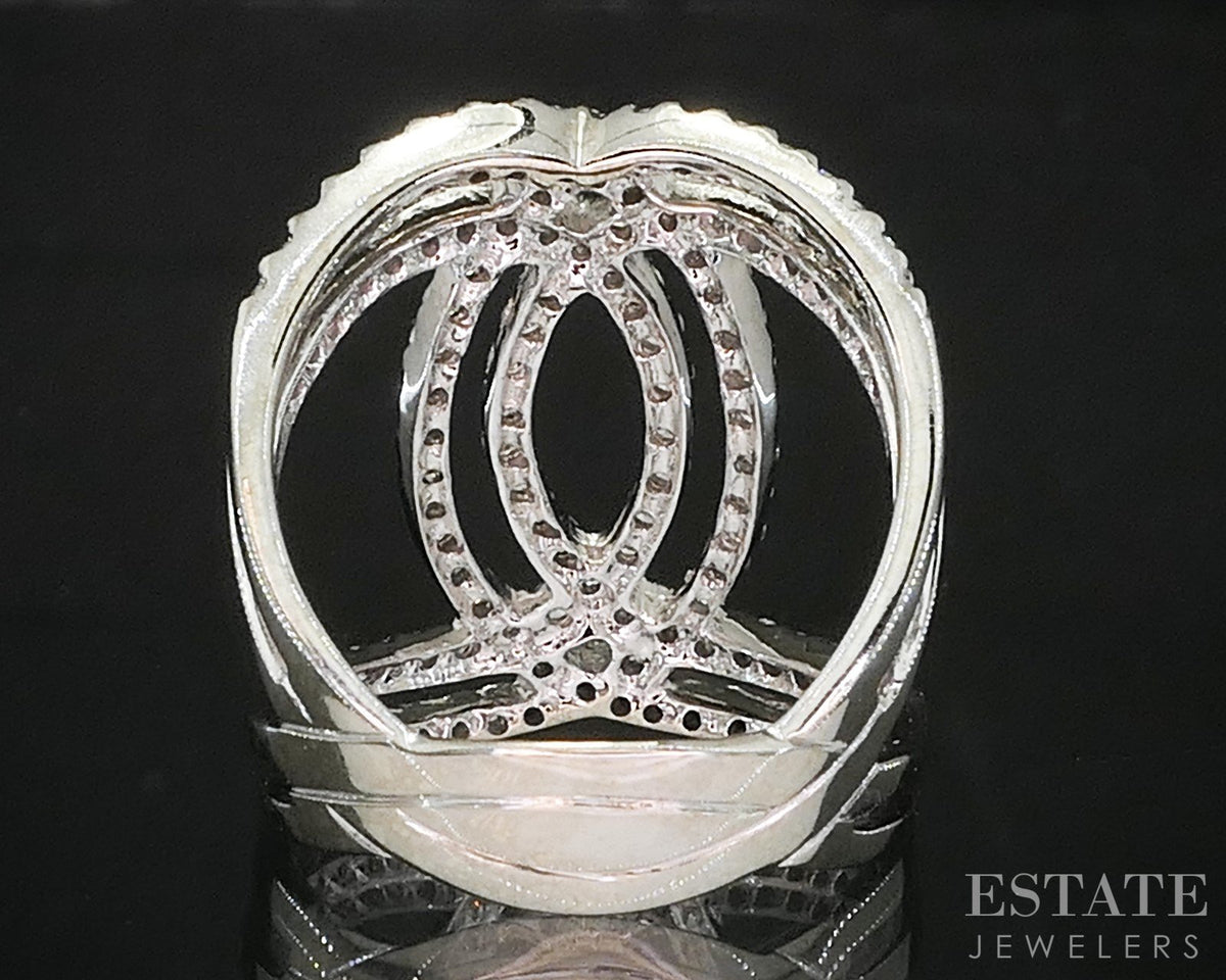 14k White Gold Natural 1ctw Diamond Interlocking Circle Band Ring 6.6g i20050