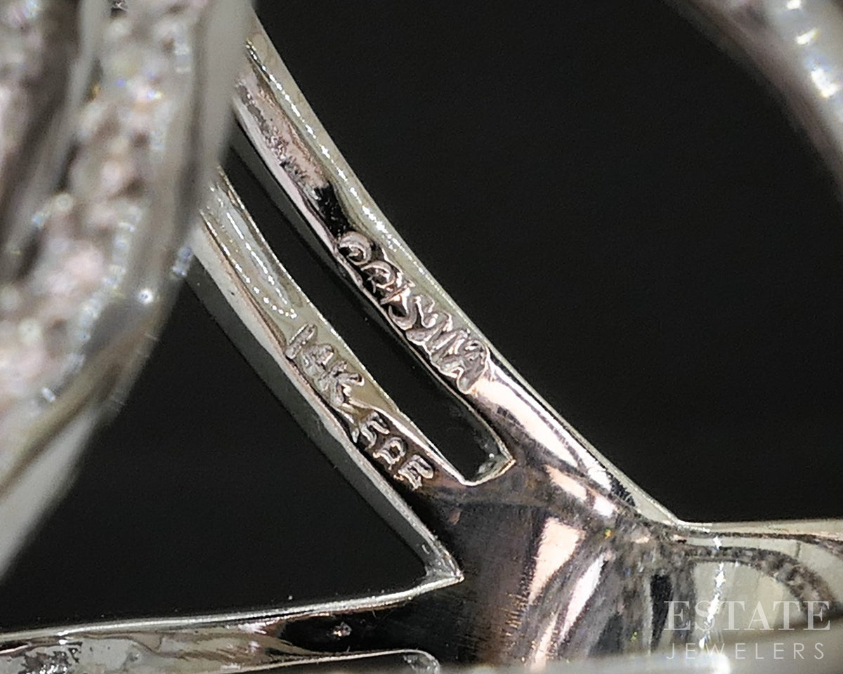 14k White Gold Natural 1ctw Diamond Interlocking Circle Band Ring 6.6g i20050