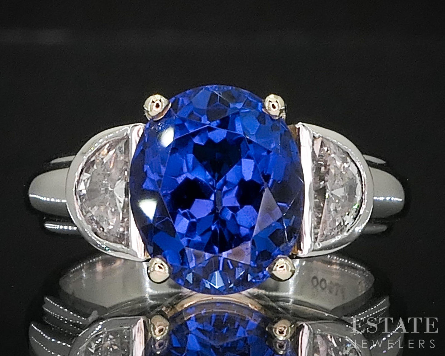 Platinum & White Gold Oval Natural 3ct Tanzanite & Diamond Ring 9.0g i20056