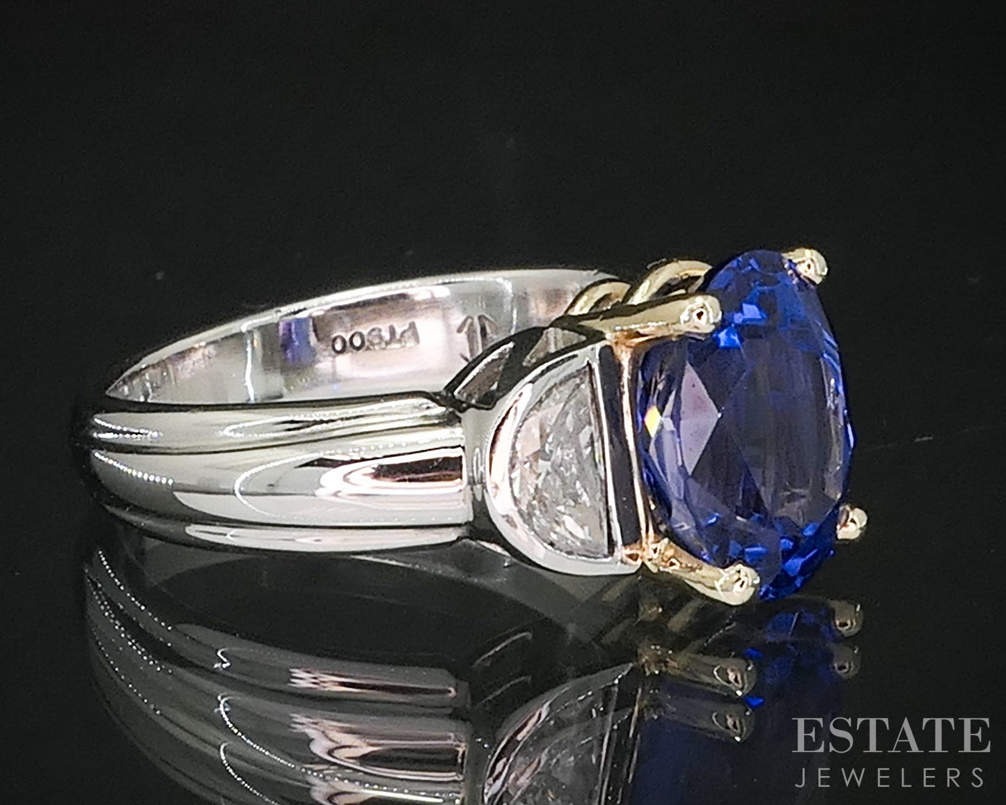 Platinum & White Gold Oval Natural 3ct Tanzanite & Diamond Ring 9.0g i20056