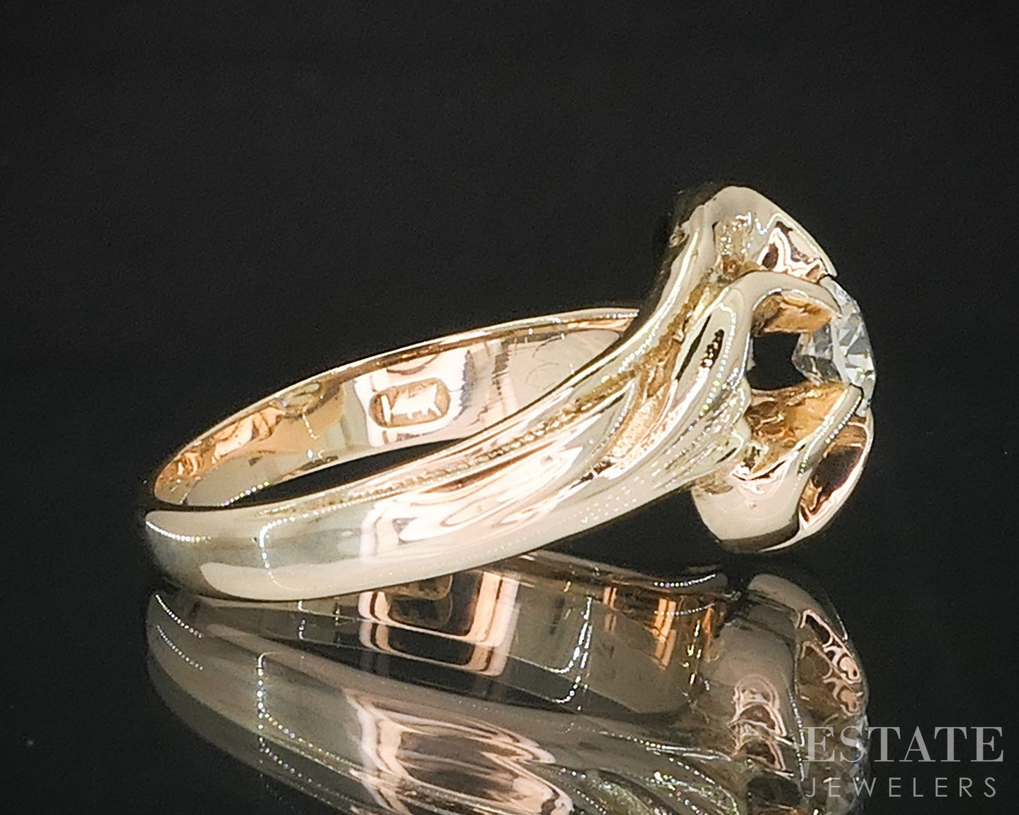 Antique 14k Yellow Gold European Natural .31ct Diamond Solitaire Ring i18857