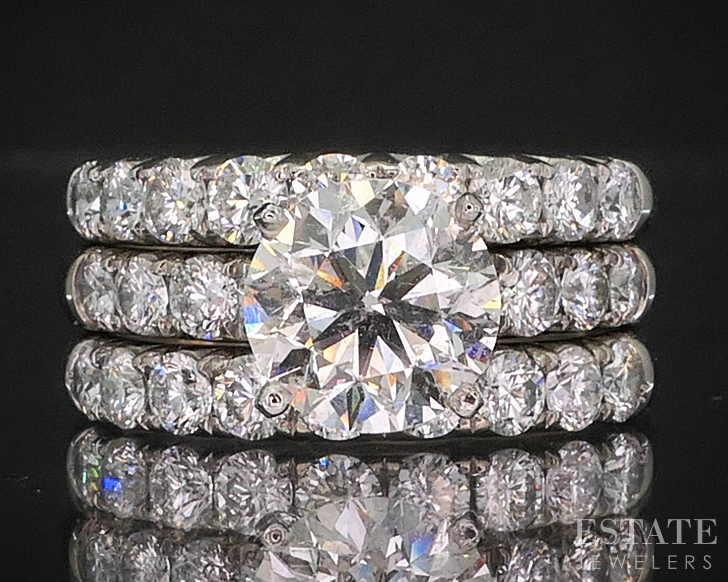 Matching 14k White Gold Natural 1.64ctw Diamond Wedding Band Set 8.2g i20090