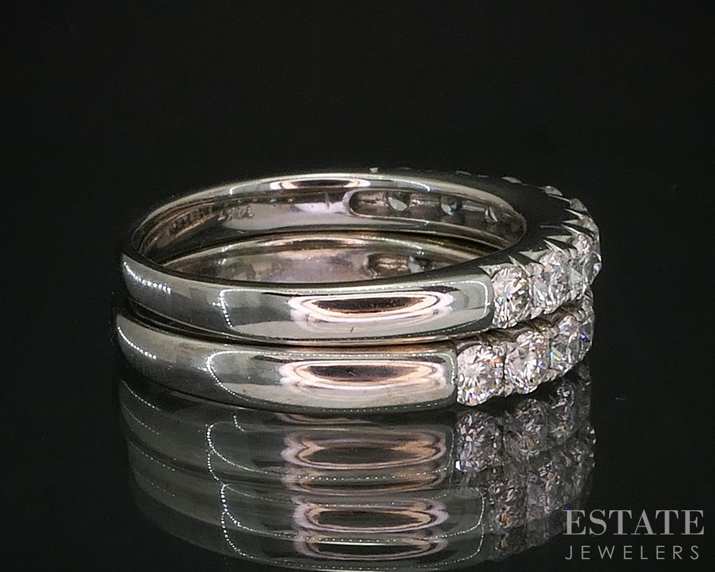 Matching 14k White Gold Natural 1.64ctw Diamond Wedding Band Set 8.2g i20090