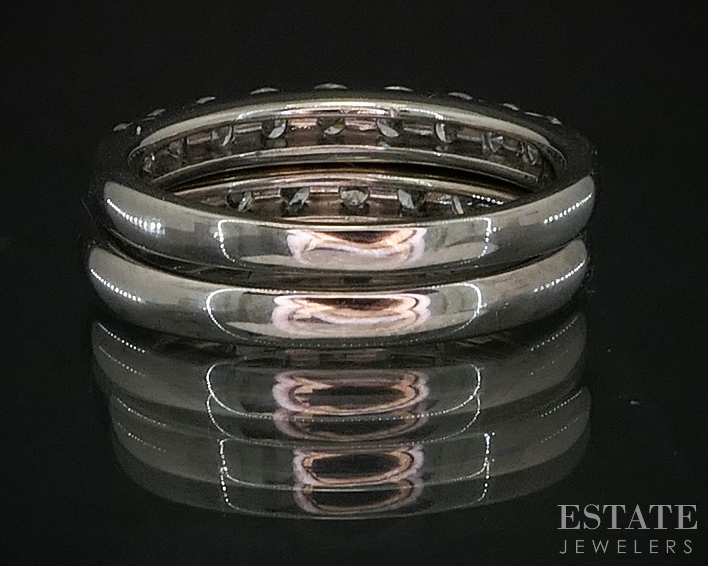 Matching 14k White Gold Natural 1.64ctw Diamond Wedding Band Set 8.2g i20090