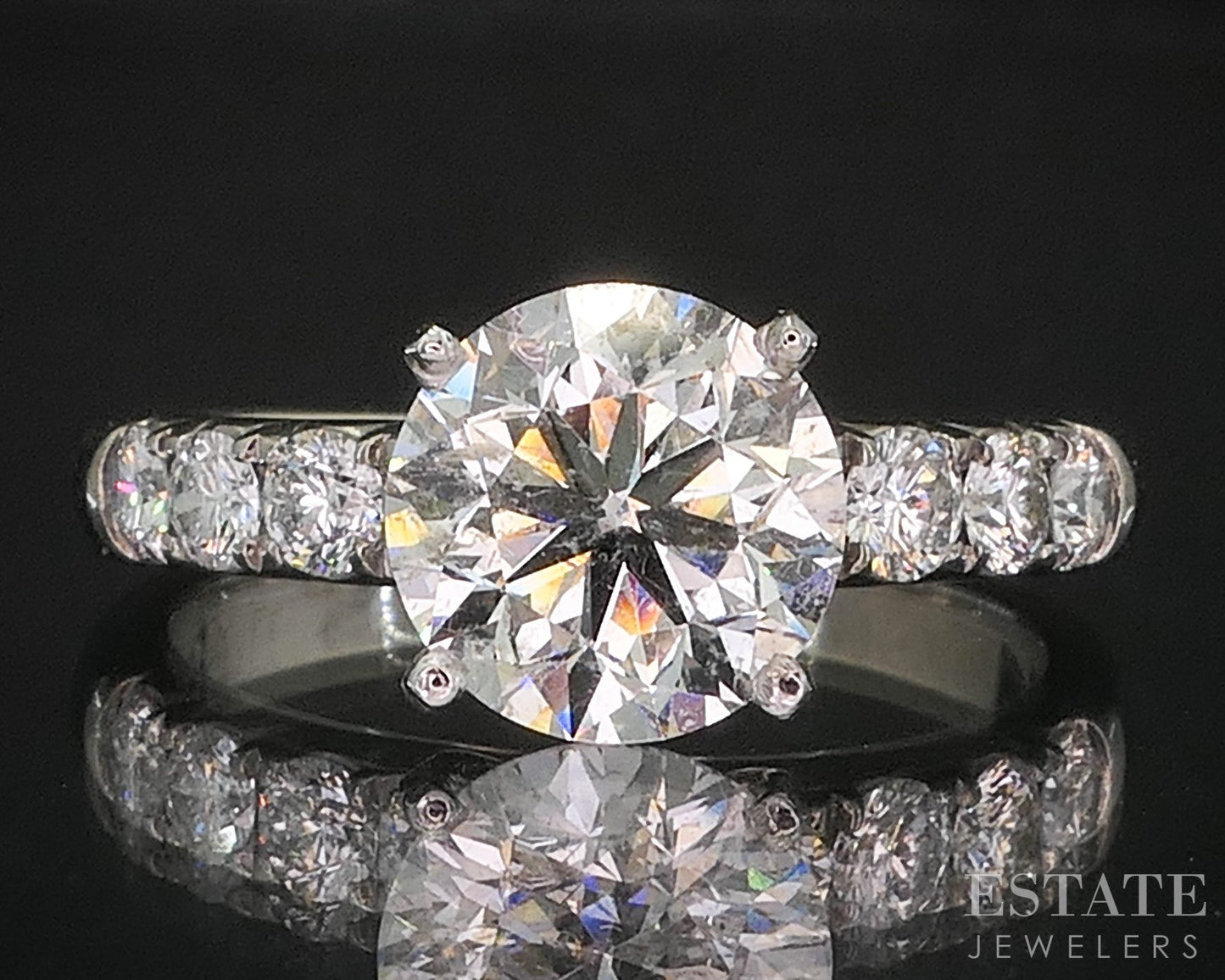 14k White Gold IGI Round Natural 3.40ctw Diamond Engagement Ring 6.2g i20089