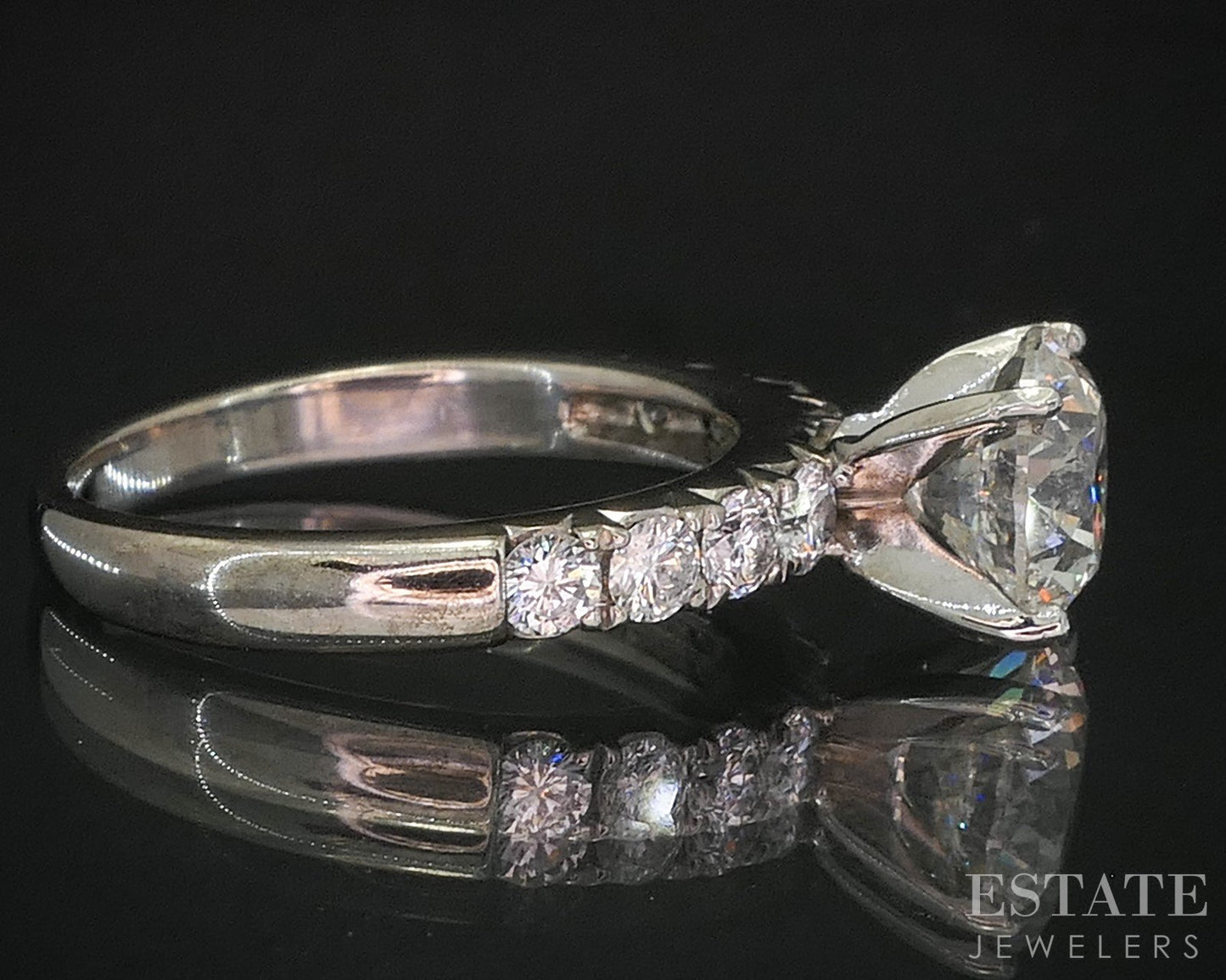 14k White Gold IGI Round Natural 3.40ctw Diamond Engagement Ring 6.2g i20089