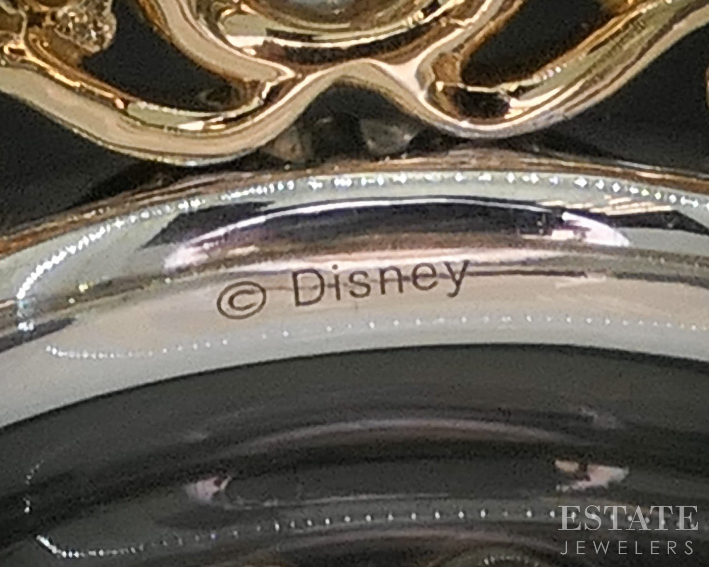14k Two Tone Gold Disney Cinderella Natural .71ctw Diamond Wedding Set 9g i20092