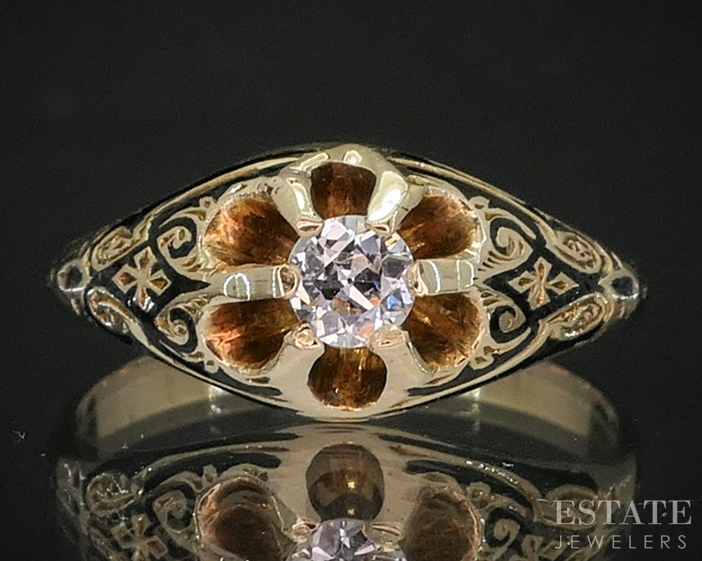 Antique 14k Yellow Gold European Natural .31ct Diamond Solitaire Ring i18857