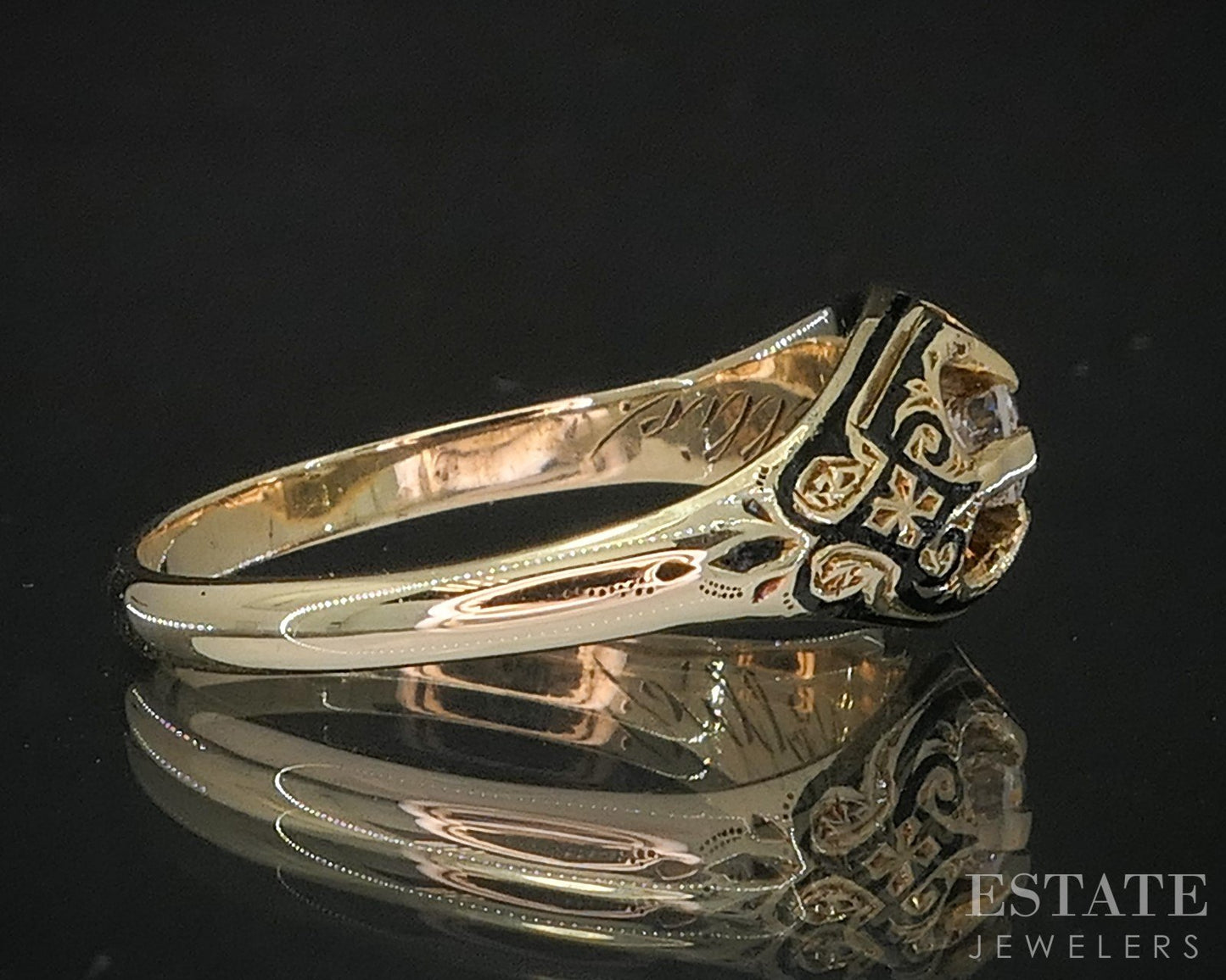 Antique 14k Yellow Gold European Natural .31ct Diamond Solitaire Ring i18857