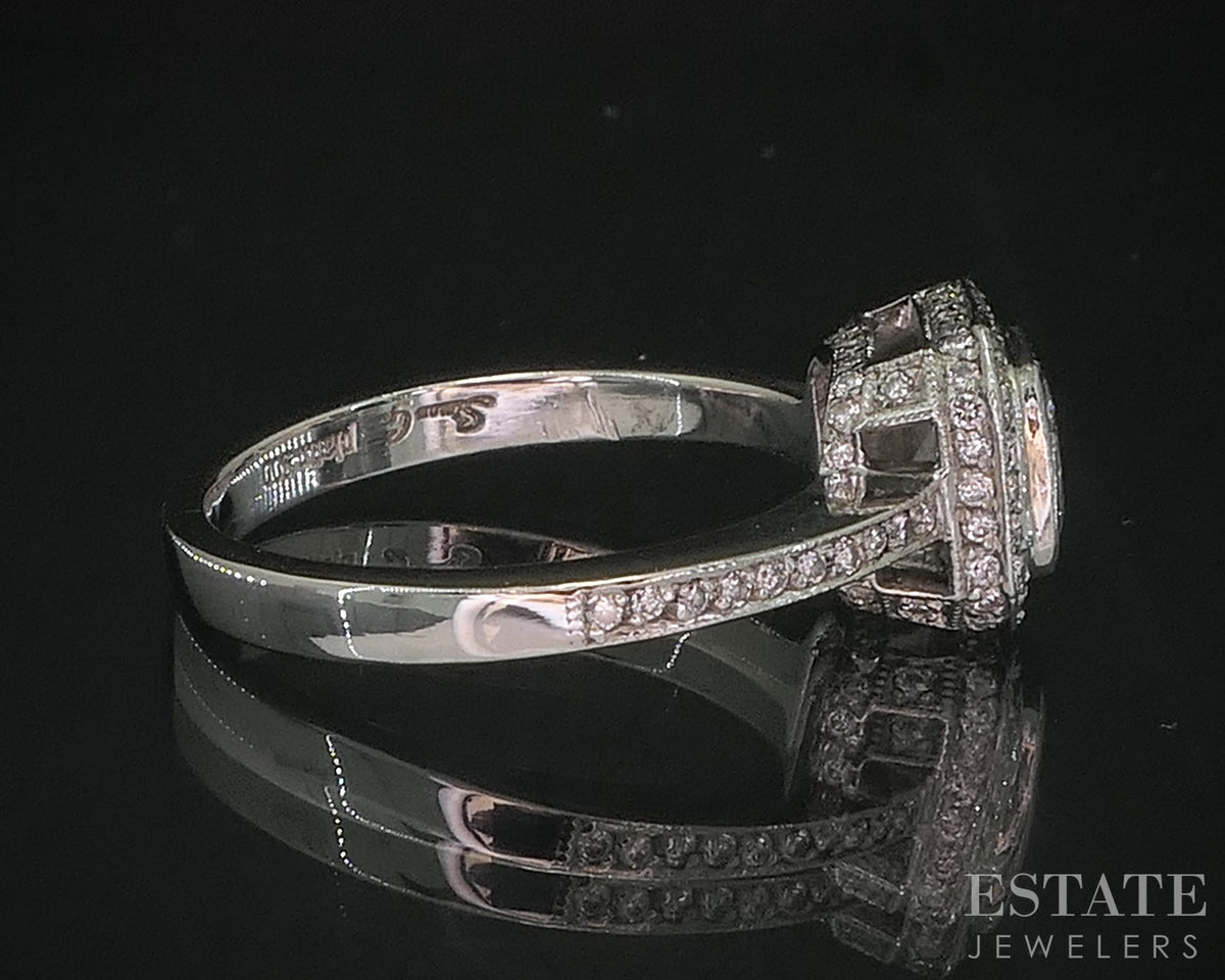 Platinum Cushion Natural .94ctw Diamond Halo Simon G. Engagement Ring 6g p89157