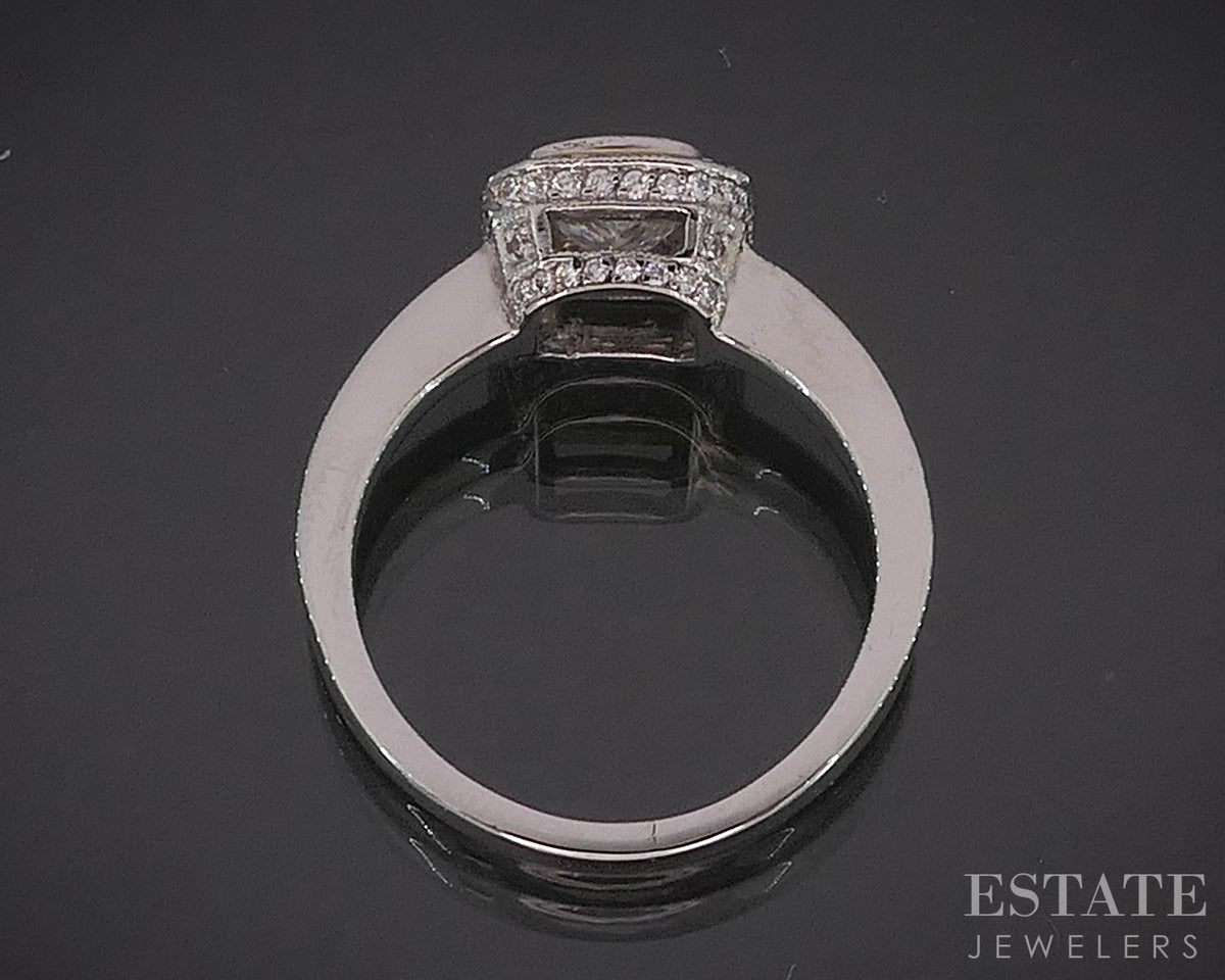 Platinum Cushion Natural .94ctw Diamond Halo Simon G. Engagement Ring 6g p89157