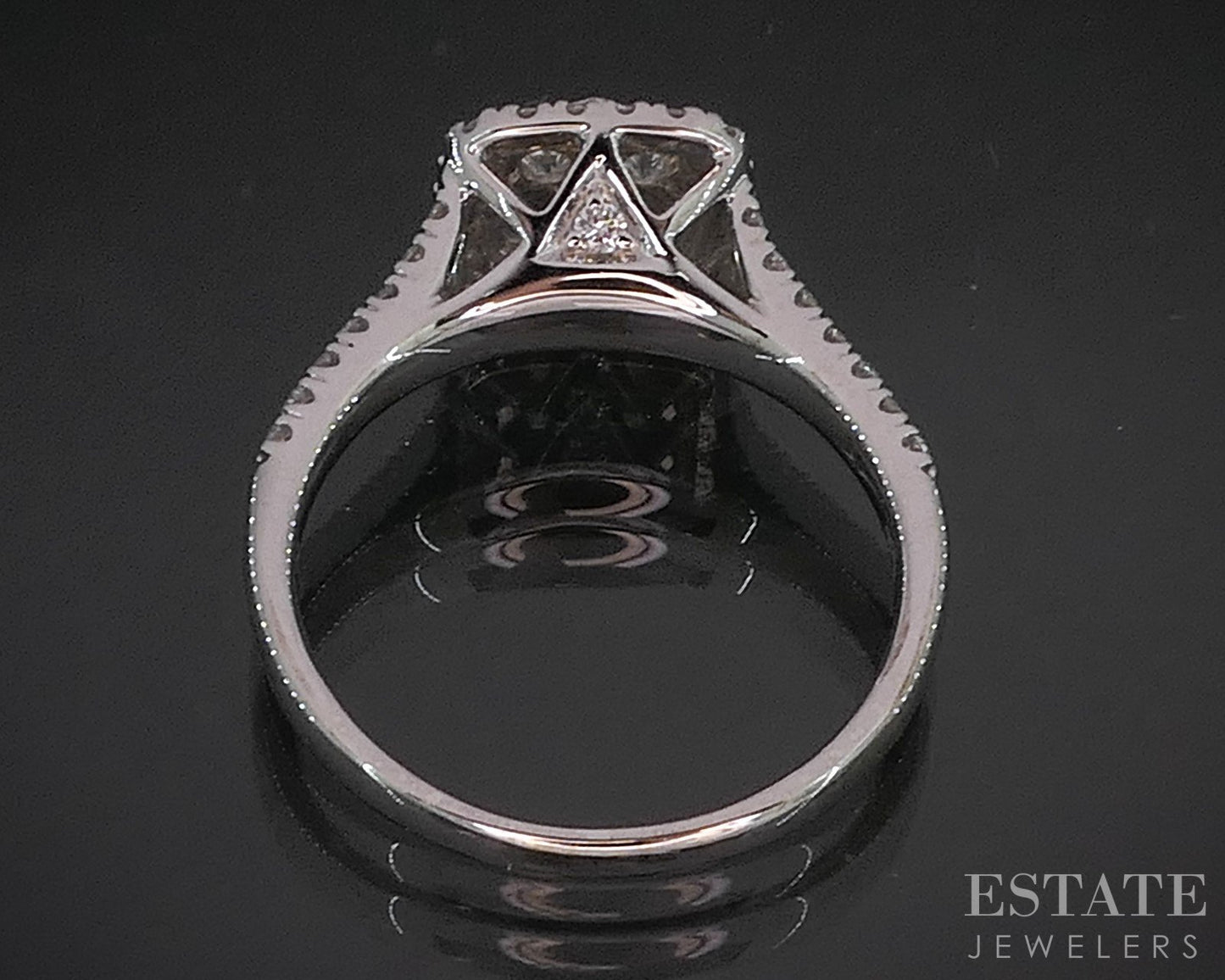 14k White Gold Round Natural .85ctw Diamond Cluster Engagement Ring 3.8g i20079