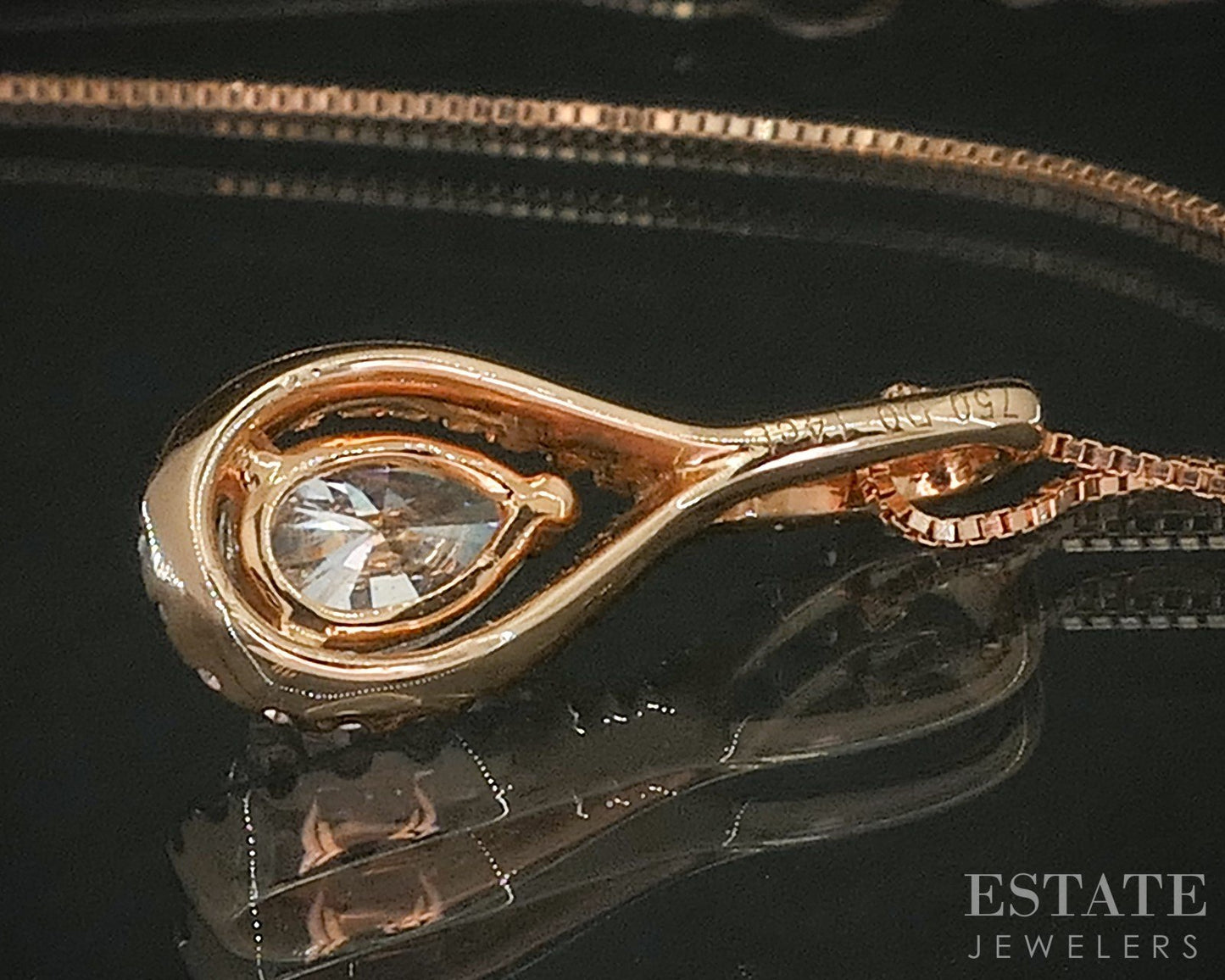 18k/14k Rose Gold Natural .52ctw Diamond Teardrop Ladies Necklace 2g 18"L i20093