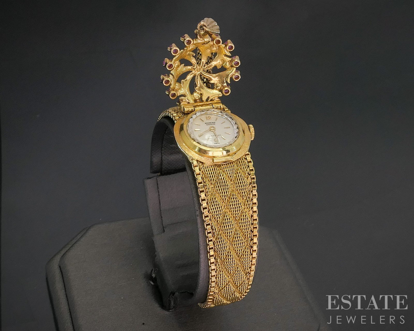 Vintage 18k Yellow Gold Natural Ruby Peek-a-Boo Tassel Ladies Watch 41.9g i20071