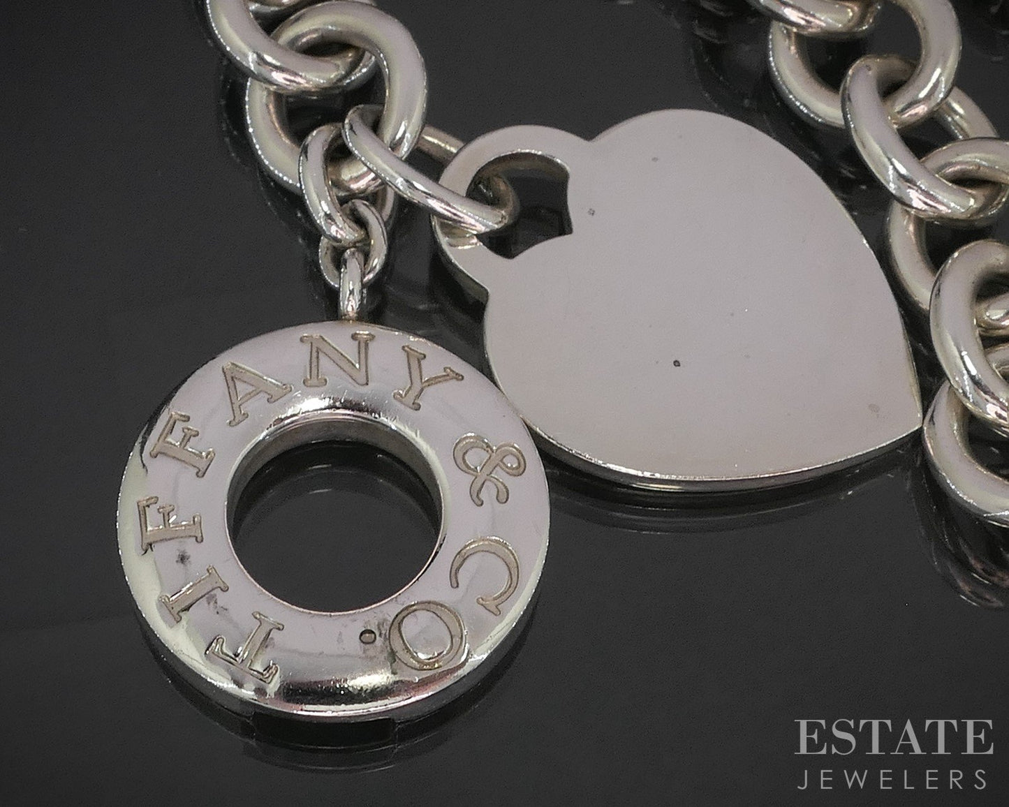Sterling Tiffany & Co. Heart Tag Cable Chain Toggle Necklace 74g 16.5"L i20068
