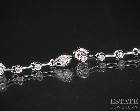 10k White Gold Natural .12ctw Diamond Teardrop Earrings 2.4g i20098b