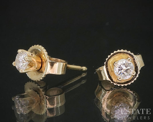 14k Yellow Gold Round Natural .15ctw Diamond Stud Earrings i20102b