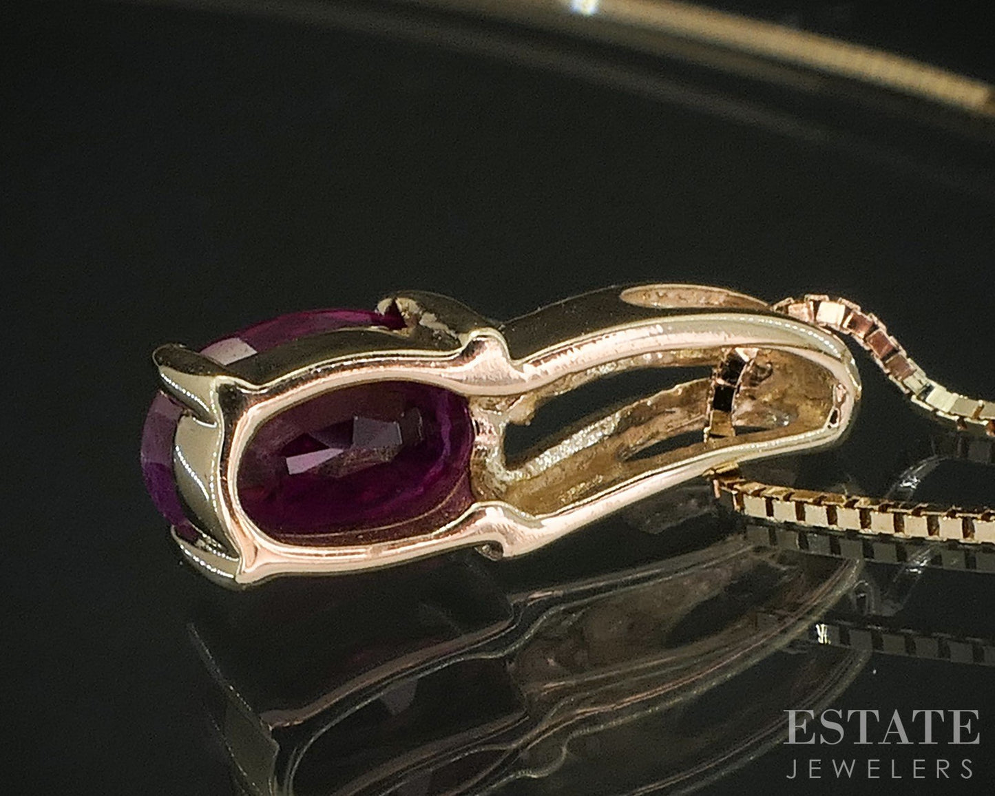 14k Yellow Gold Natural Ruby & Diamond Ladies Necklace 1.6g 18"L i20096b