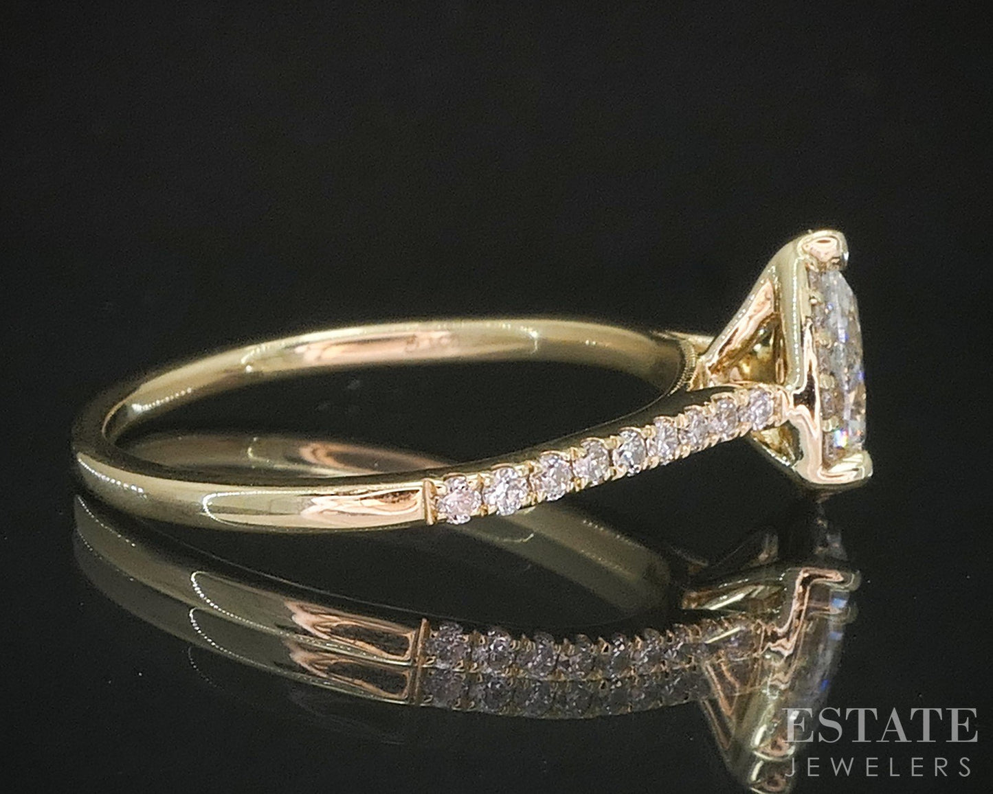 14k Yellow Gold Pear Lab Created .41ctw Diamond Engagement Ring 2.4g i20095b