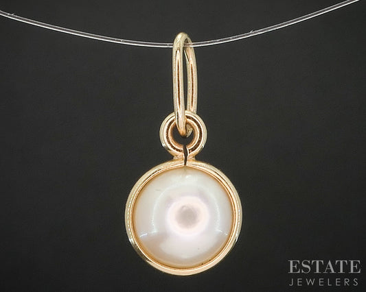 14k Yellow Gold 7mm Mabe Pearl Ladies Charm Pendant 0.7g i20111b