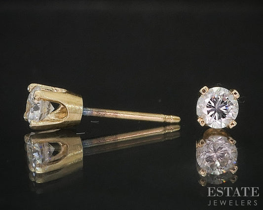 14k Yellow Gold Round Natural .25ctw Diamond Stud Earrings i20124b