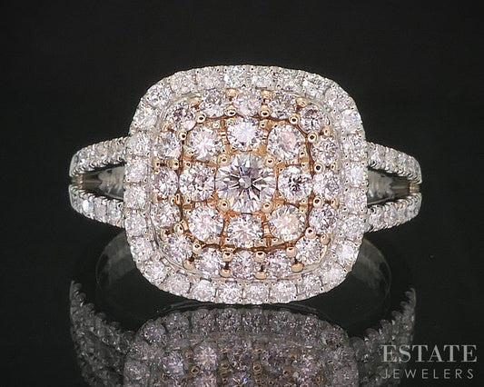 14k Rose & White Gold Natural .50ctw Diamond Cluster Engagement Ring 4g i20120b