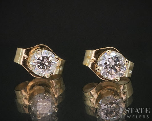 14k Yellow Gold Round Natural .20ctw Diamond Stud Earrings i20125b