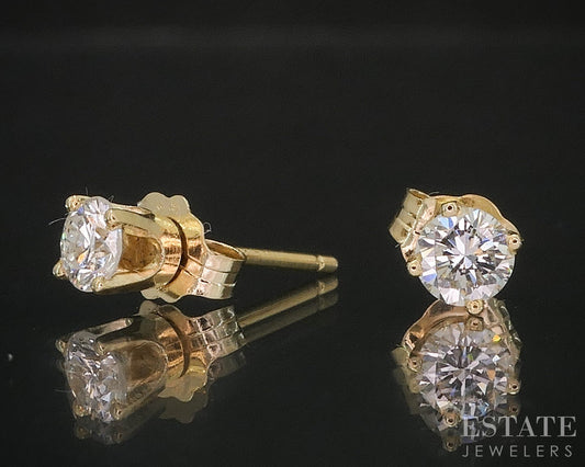 14k Yellow Gold Round Natural .33ctw Diamond Stud Earrings i20127b
