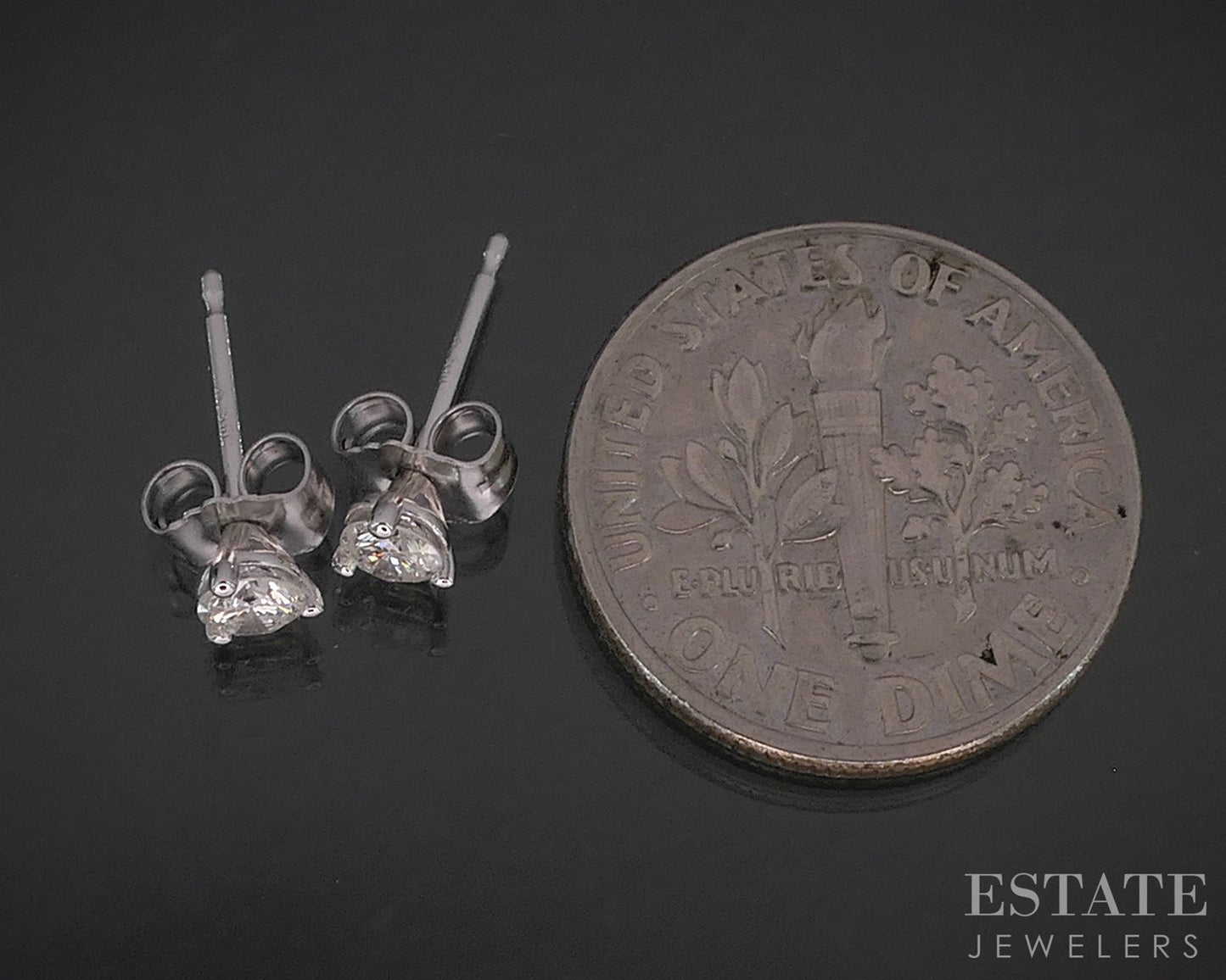 14k White Gold Round Natural .31ctw Diamond Martini Stud Earrings p89967