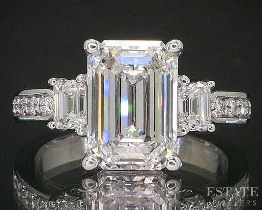 18k White Gold IGI Lab Created Emerald 2.84ct Diamond Engagement Ring i20139