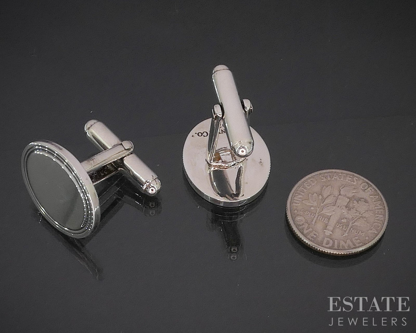 Sterling Silver Tiffany & Co. Engine Turned Oval Men's Cufflinks 12.3g i20161