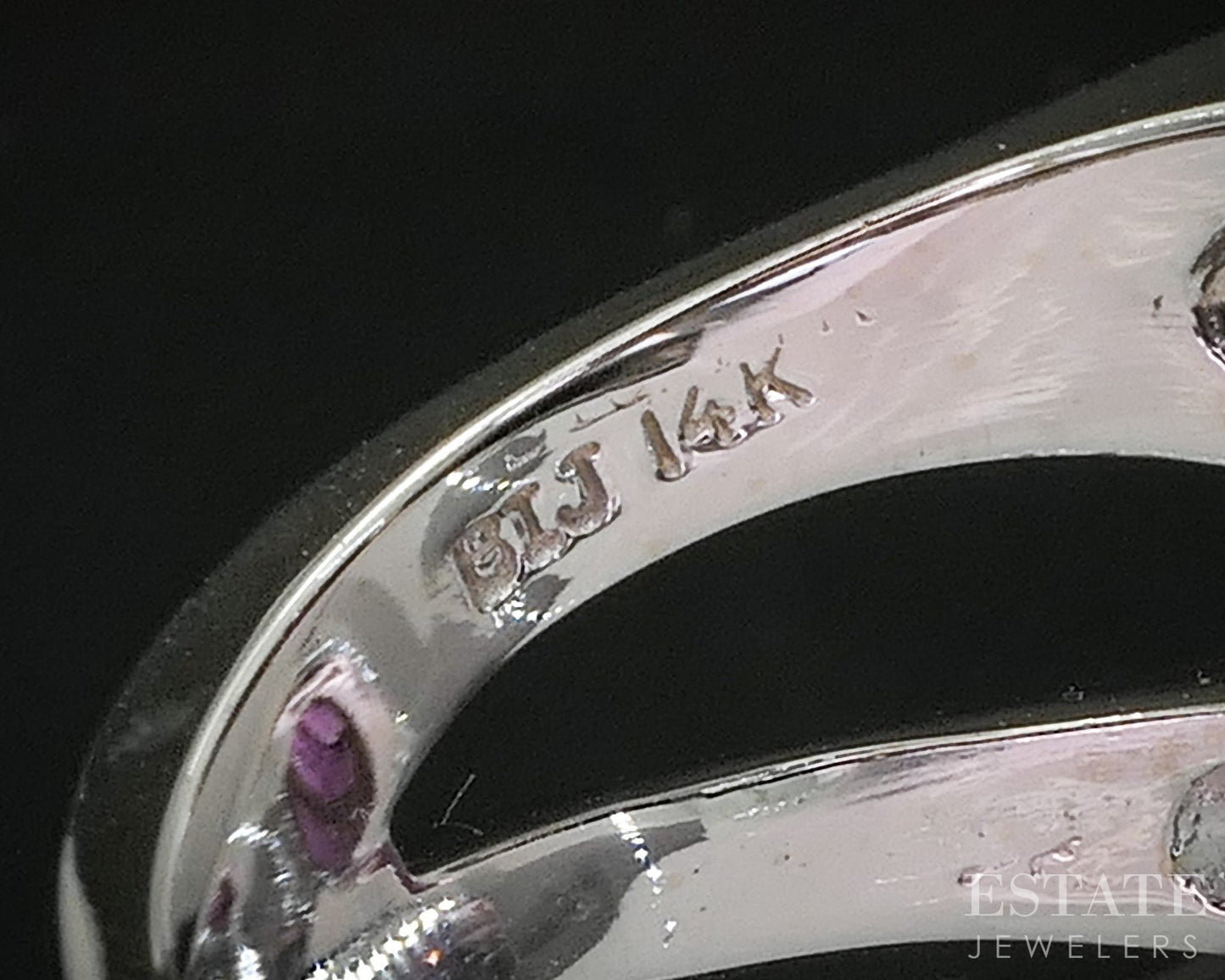 14k White Gold Natural Black Onyx Pink Sapphire & Diamond Ring 9.2g i20157