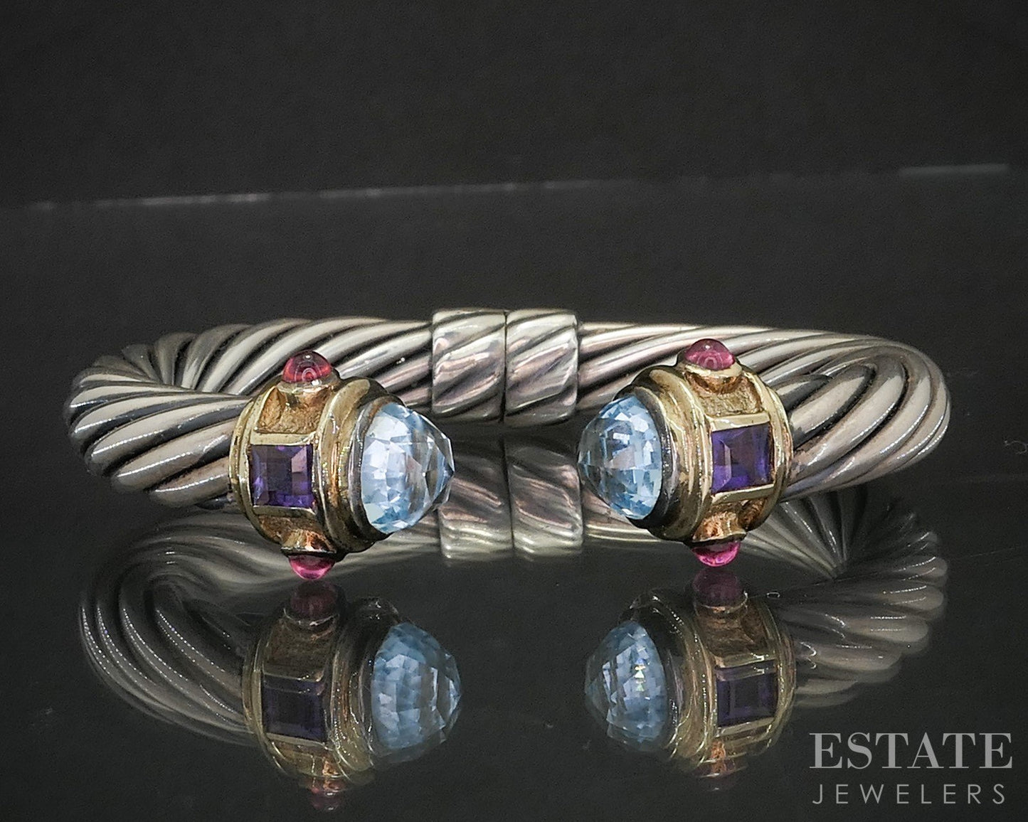 14k & Sterling David Yurman Multi Gem 9mm Renaissance Cuff Bracelet 37g i20142