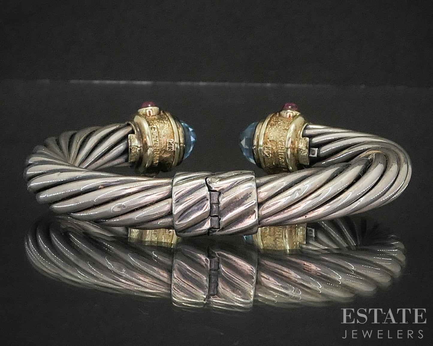 14k & Sterling David Yurman Multi Gem 9mm Renaissance Cuff Bracelet 37g i20142