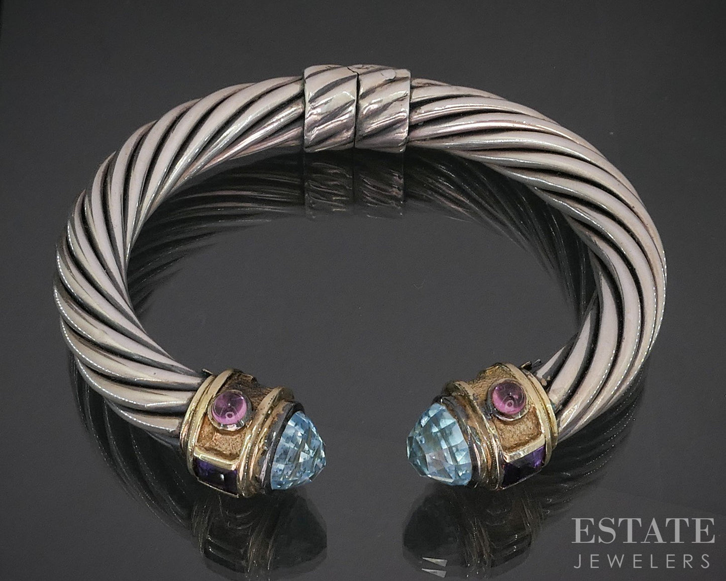 14k & Sterling David Yurman Multi Gem 9mm Renaissance Cuff Bracelet 37g i20142