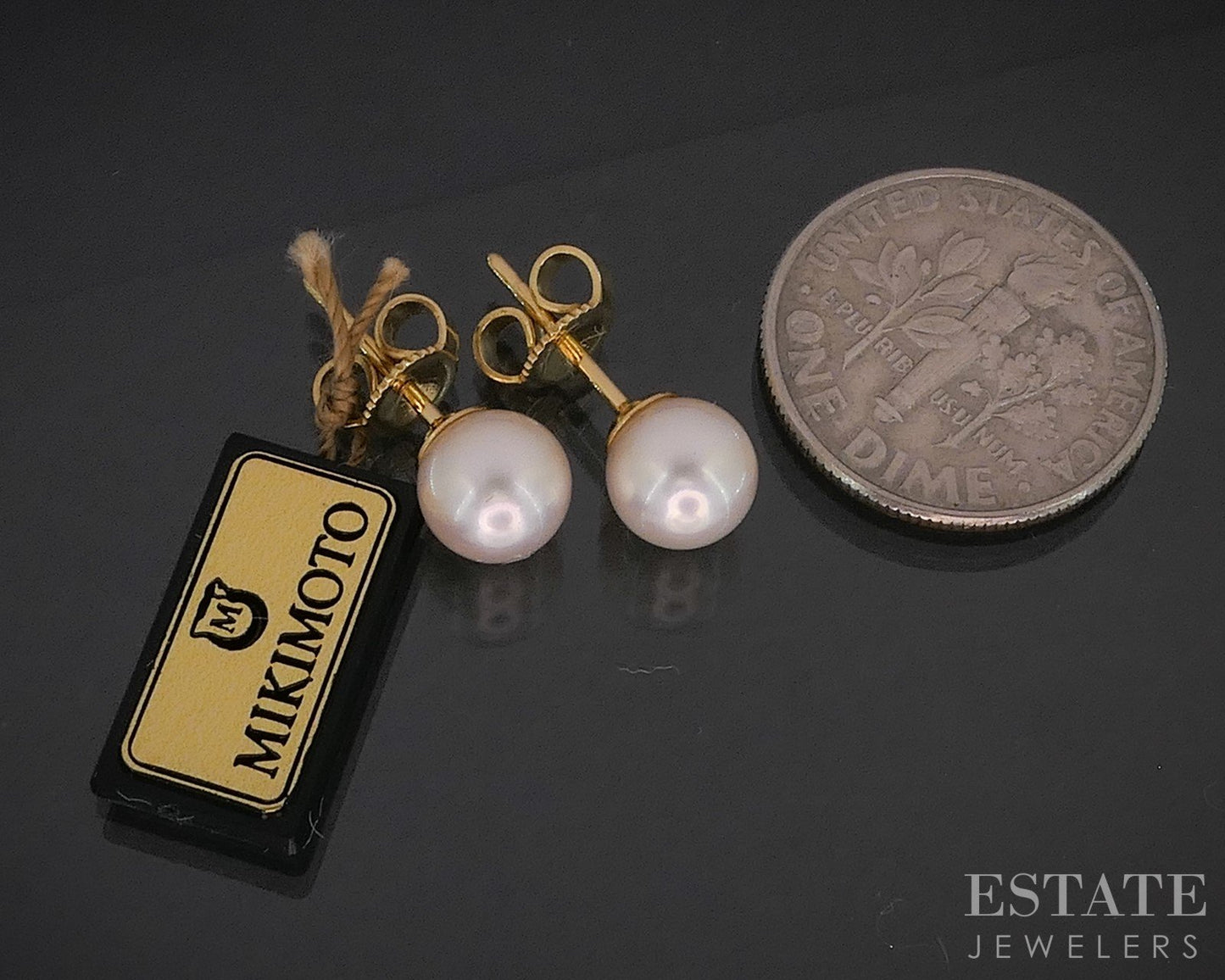 18k Yellow Gold 6.3mm Akoya Pearl Mikimoto Stud Earrings i20141