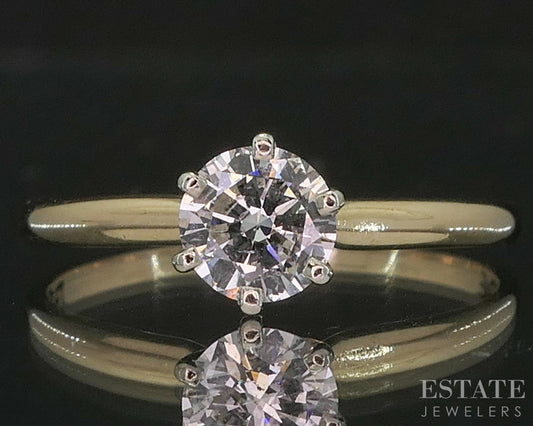 14k Yellow Gold Round Natural .48ct Diamond Solitaire Engagement Ring i20196