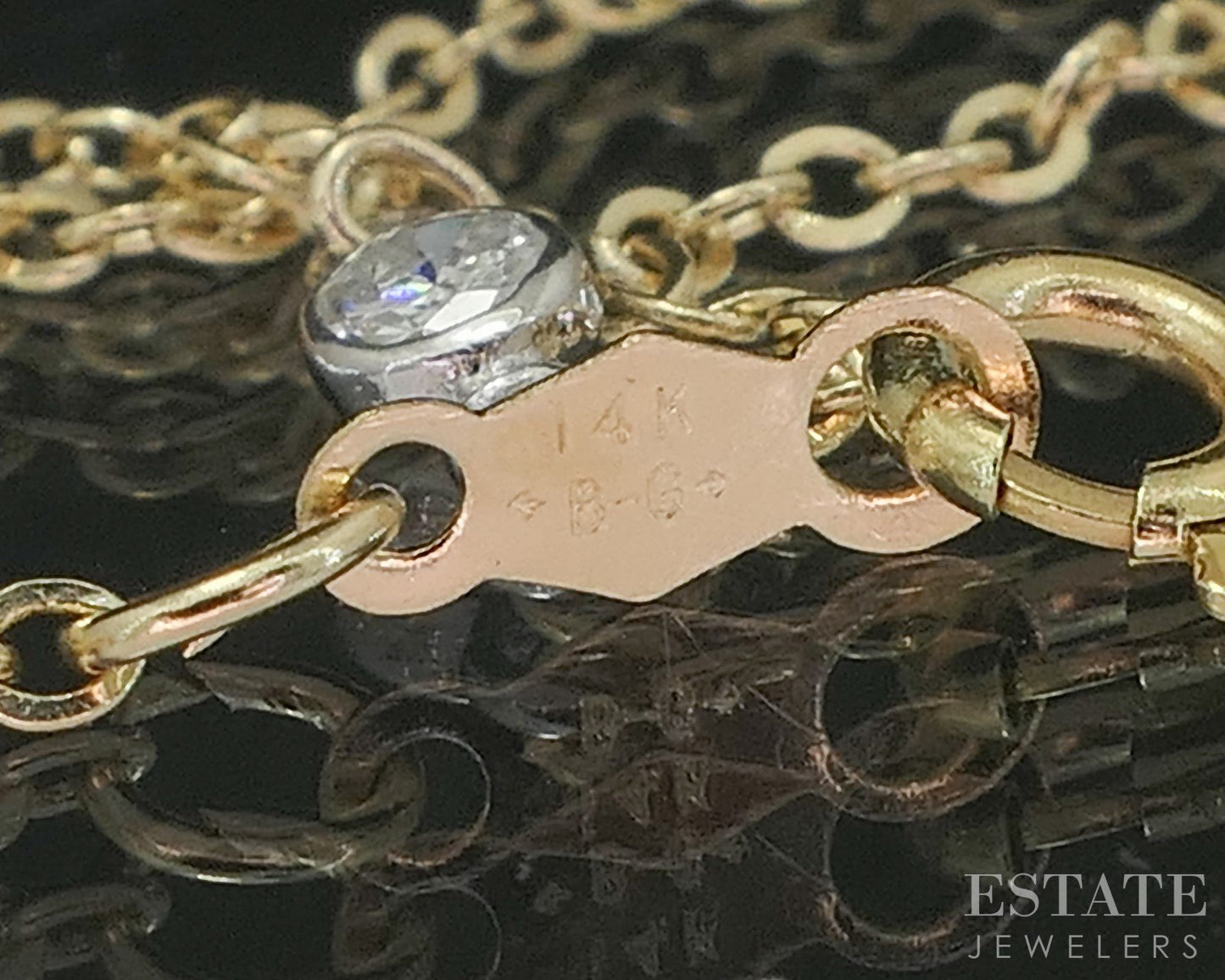 14k Yellow Gold Round Natural .25ctw Diamond Station Tennis Necklace 1.9g i20195
