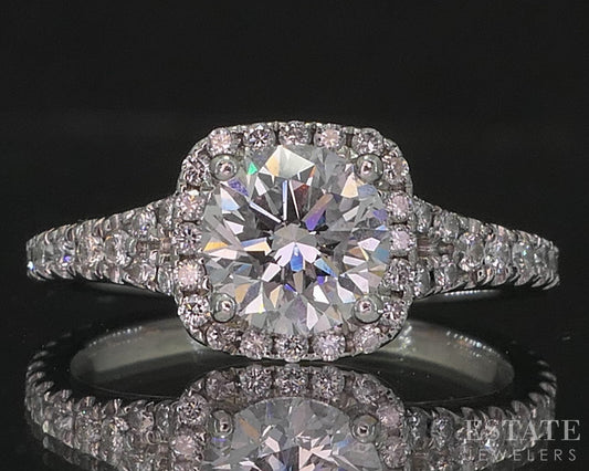 14k White Gold Round GSI Lab Created 1.43ctw Diamond Engagement Ring 3.2g i20197