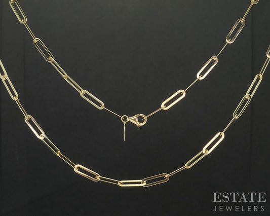 18k Yellow Gold 3.2mm Paperclip Chain Link Ladies Necklace 5.6g 21"L i20194