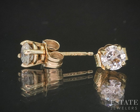 14k Yellow Gold Round Natural .46ctw Diamond Stud Earrings i20187