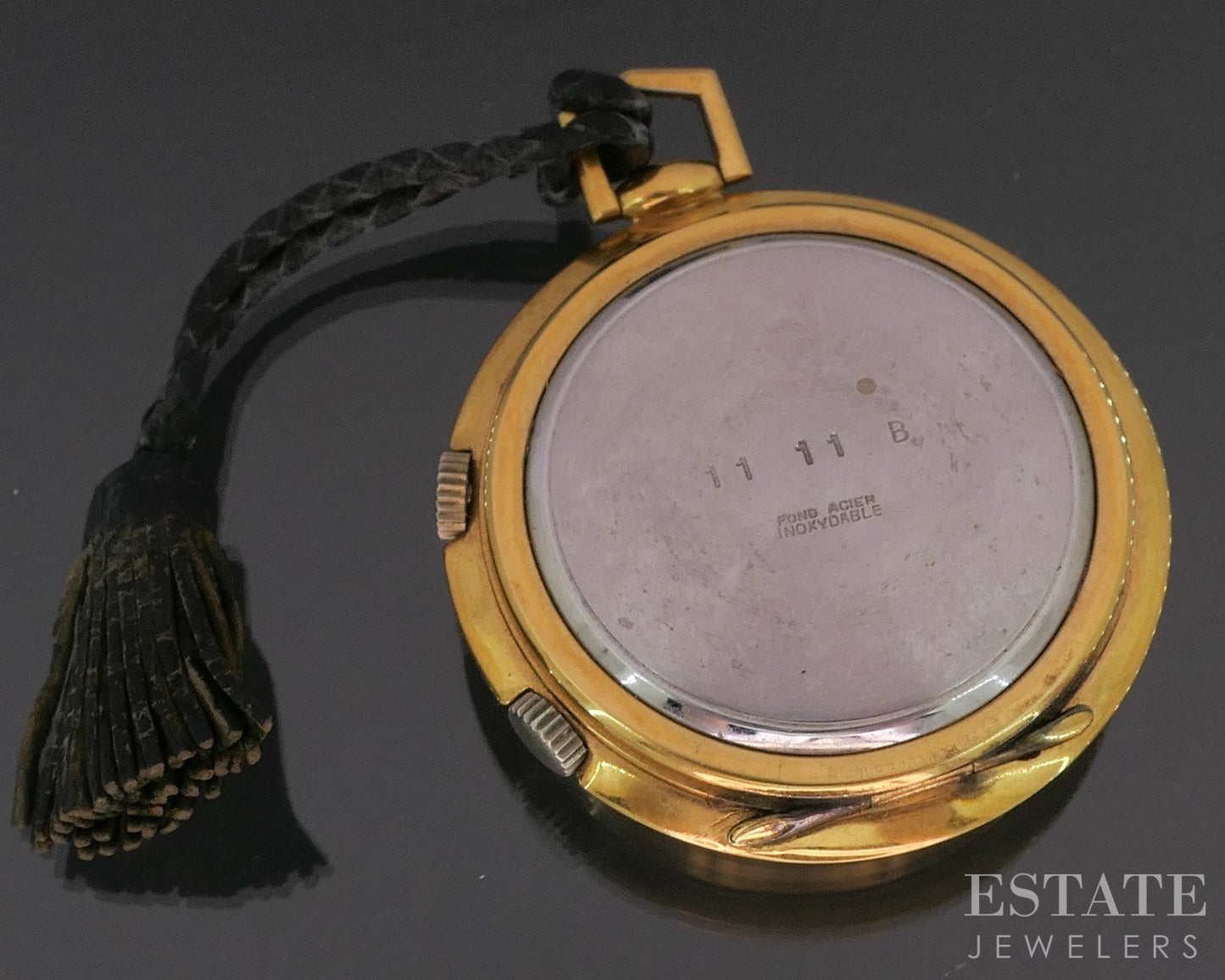 Vintage Gold Tone Angelus Datalarm 21j Date Pocket Watch i20185