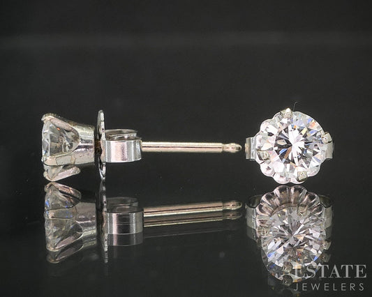 14k White Gold Round Natural .70ctw Diamond Stud Earrings i20212