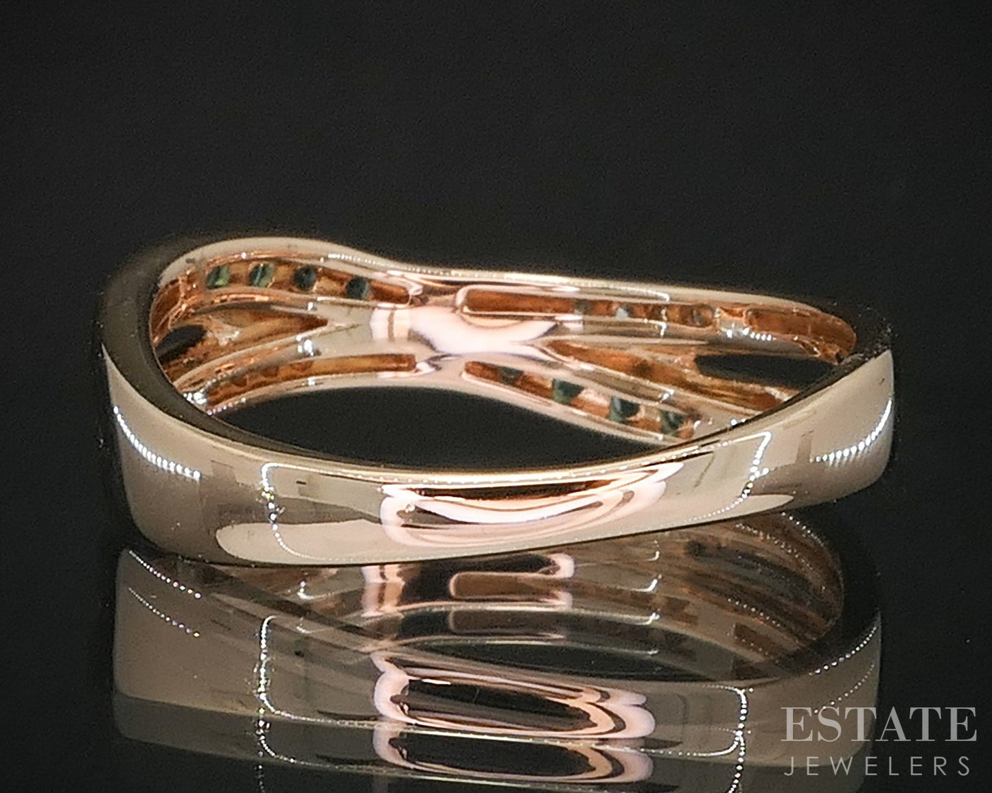 14k Strawberry Gold LeVian Natural Emerald & Diamond Ladies Band Ring 2g i20198