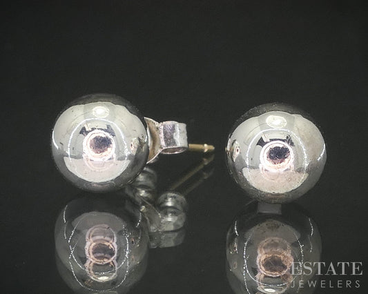 Sterling Silver Tiffany & Co. 8mm Ball Bead Stud Ladies Earrings 1.9g i20213