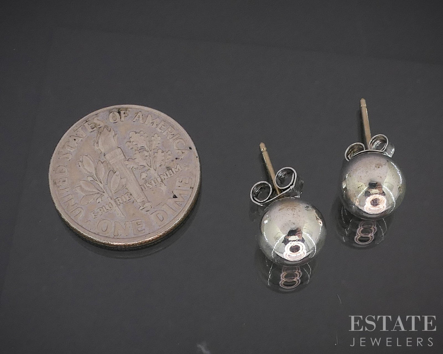 Sterling Silver Tiffany & Co. 8mm Ball Bead Stud Ladies Earrings 1.9g i20213